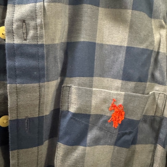 U.S. Polo Assn. Men’s Slim Fit Dress Shirt - Blue & Red Plaid - Size M - Picture 4 of 5